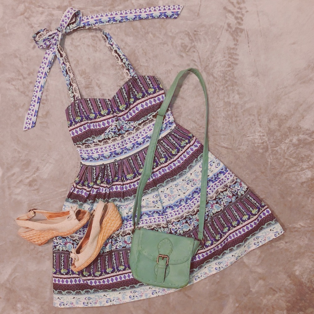 Cute halter dress with tribal print on it